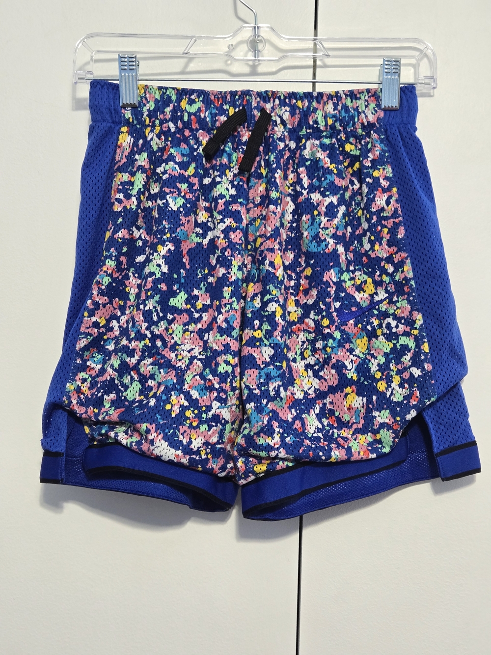 Nike Dri-FIT Athletic Shorts Women's Large Blue Floral Print Lined Running